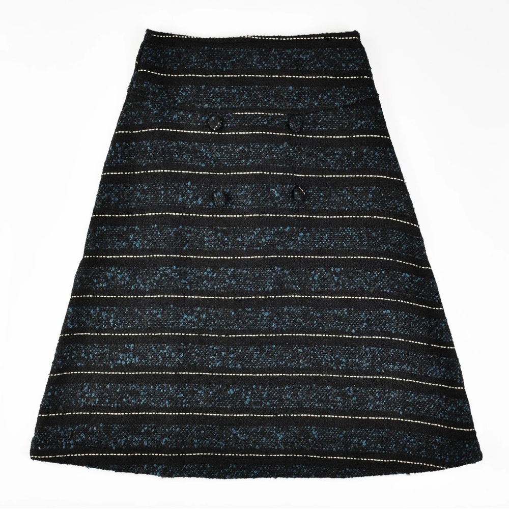 Udel Blue Striped Tweed Button Skirt